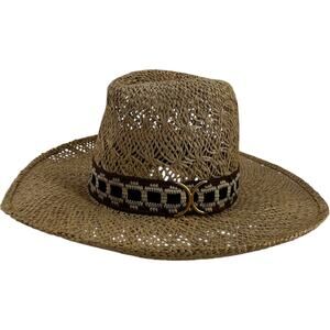 Bailey New West U-Rollit Woven Hat Straw Wide Brim Western Cowgirl Tan 7 3/8